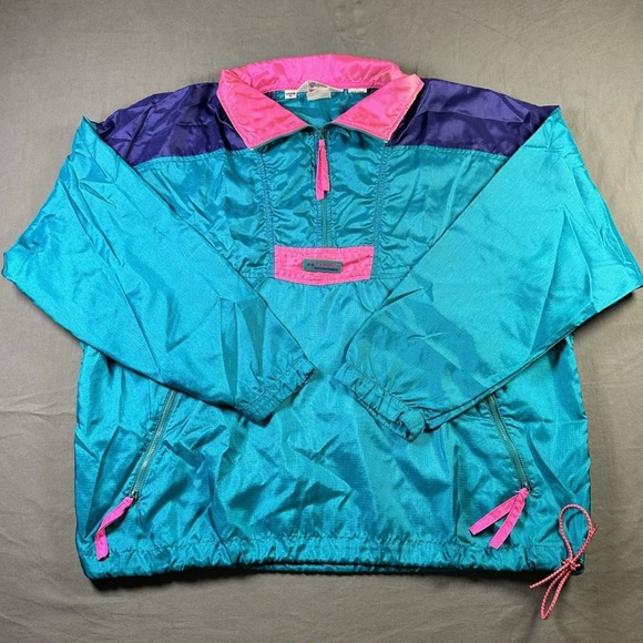 Columbia Jackets & Blazers - Vintage Women’s Columbia Teal and Pink Windbreaker